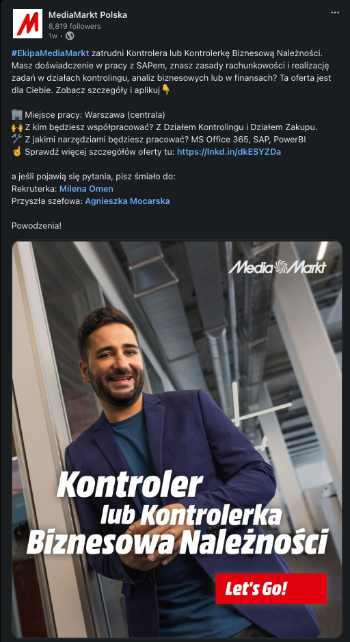 profil na LinkedIn @MediaMarkt Polska